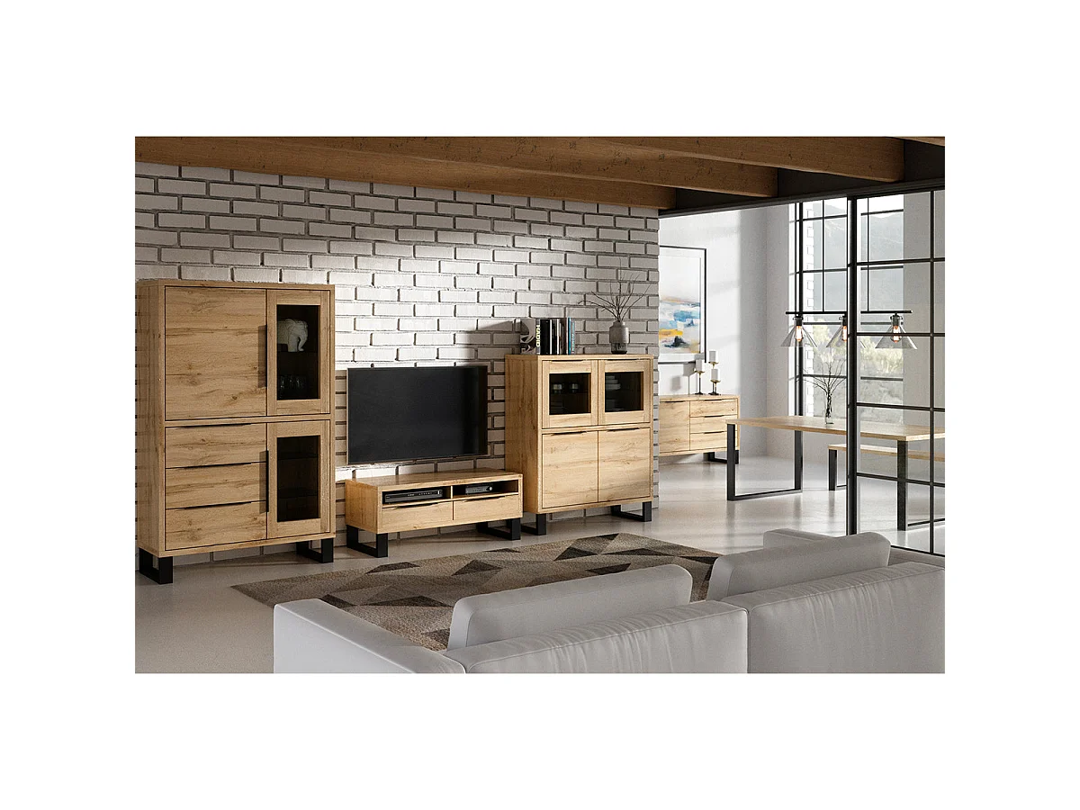 Credenza 4 ante Eden marrone e metallo 140cm