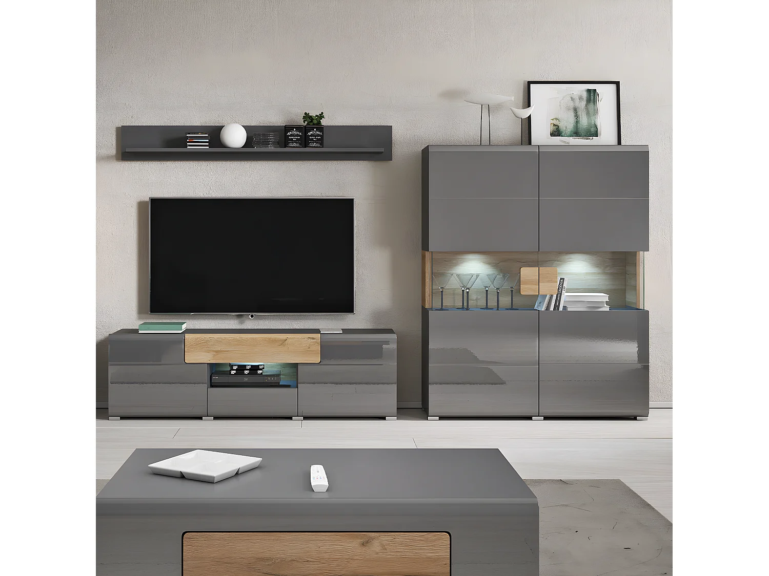 Credenza 2 ante Jules grigio e marrone 152cm
