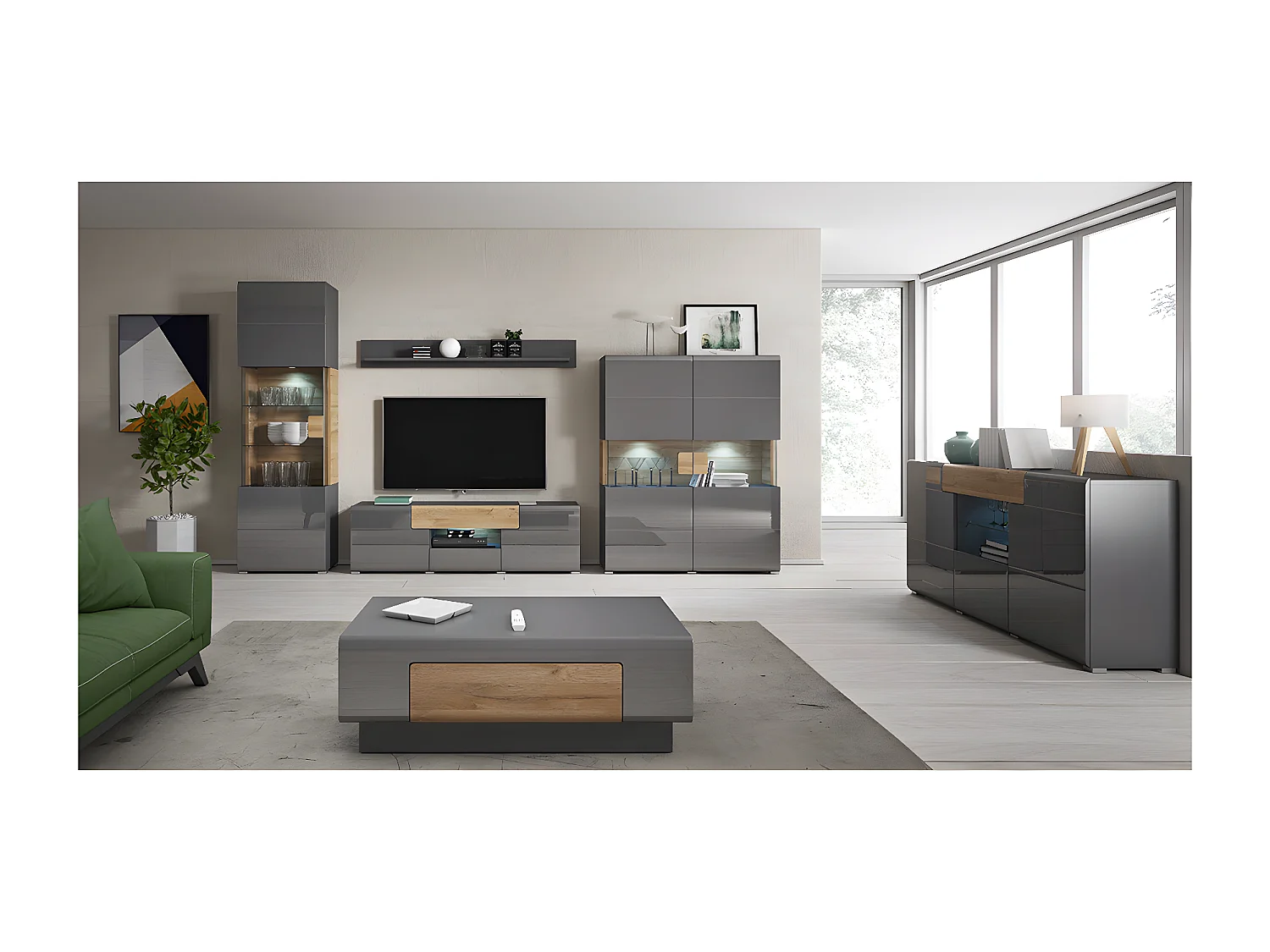 Credenza 2 ante Jules grigio e marrone 152cm