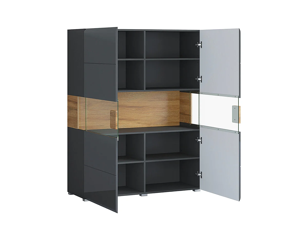 2-door dresser with LED Jules Grey and Wood