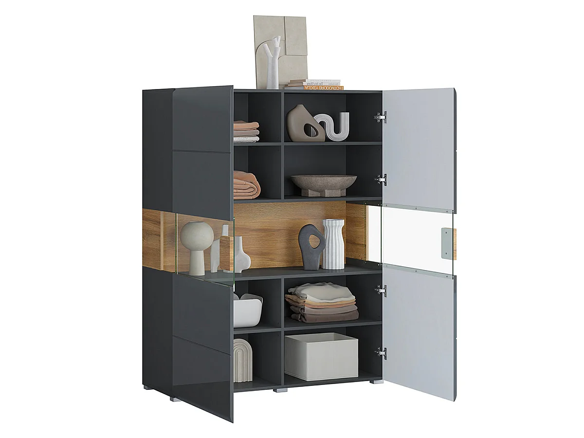 2-door dresser with LED Jules Grey and Wood
