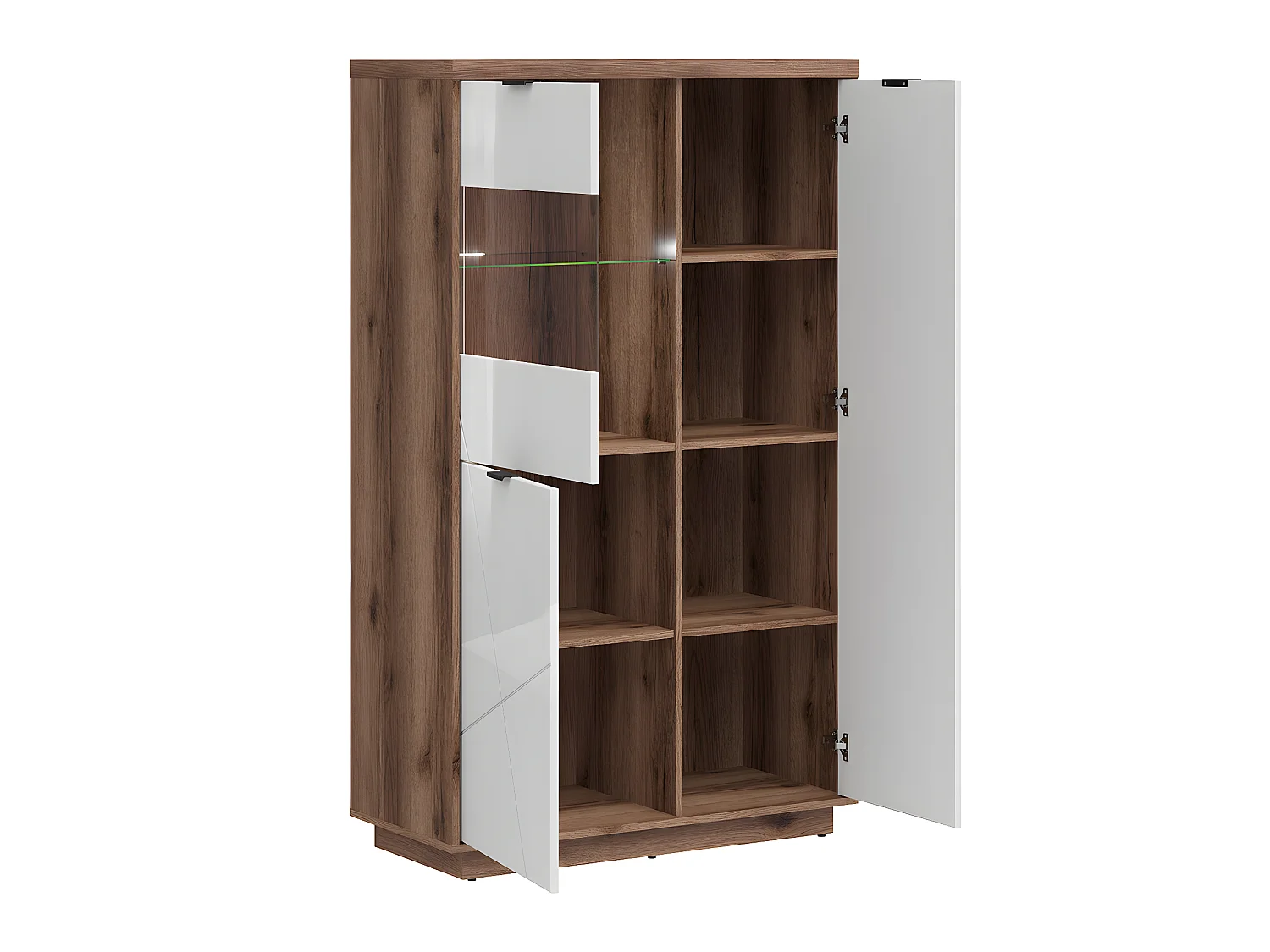 Vitrine 3 portes Sven Blanc et Bois