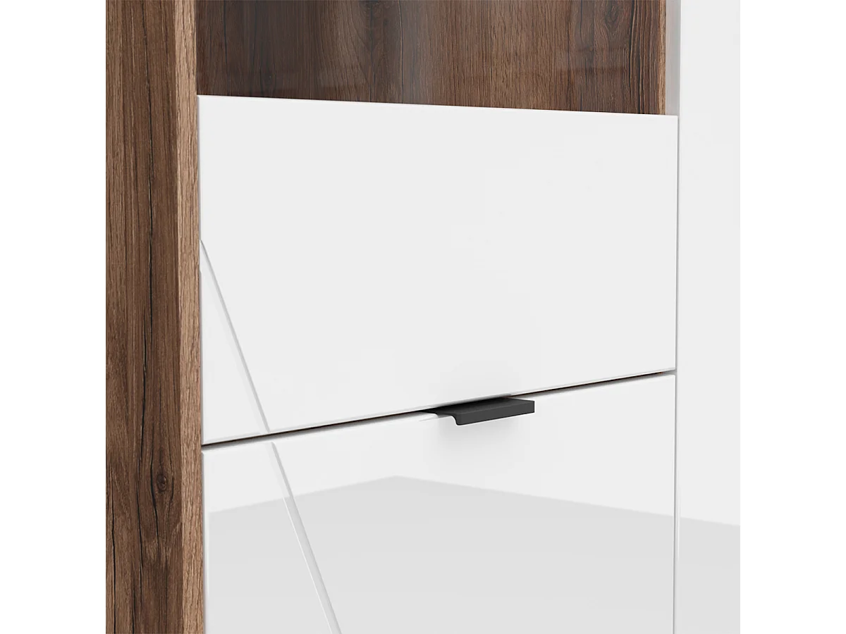 Sven Wit en Hout 3-deurs vitrinekast