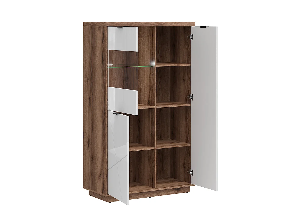 Vitrine 3 portes Sven Blanc et Bois