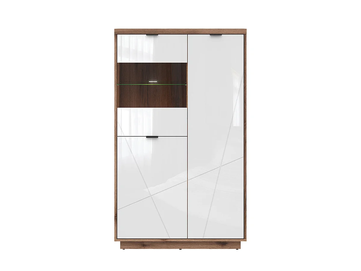 Vitrine 3 portes Sven Blanc et Bois