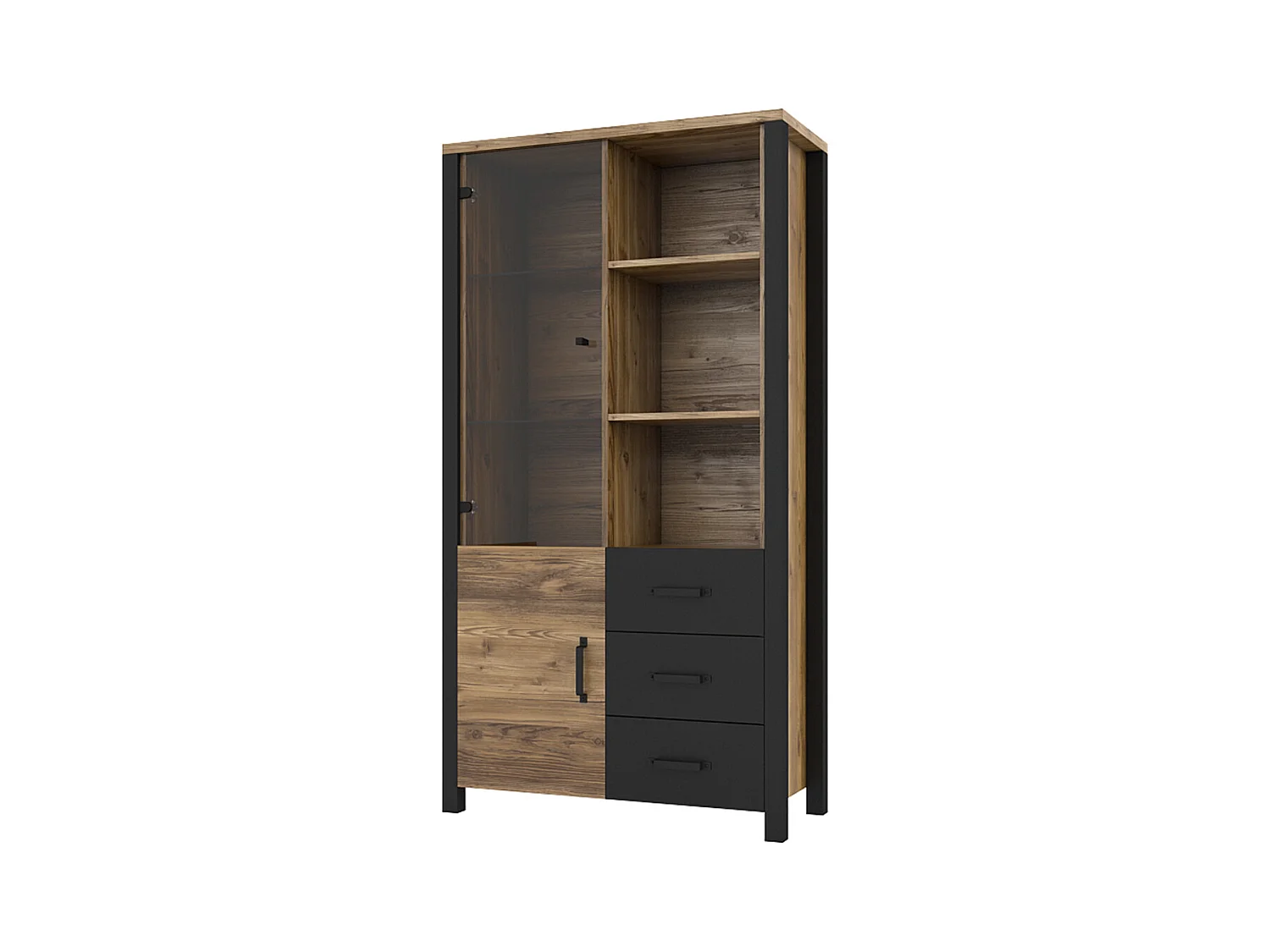 Vaisselier 2 portes 3 tiroirs Lyam Bois et Noir