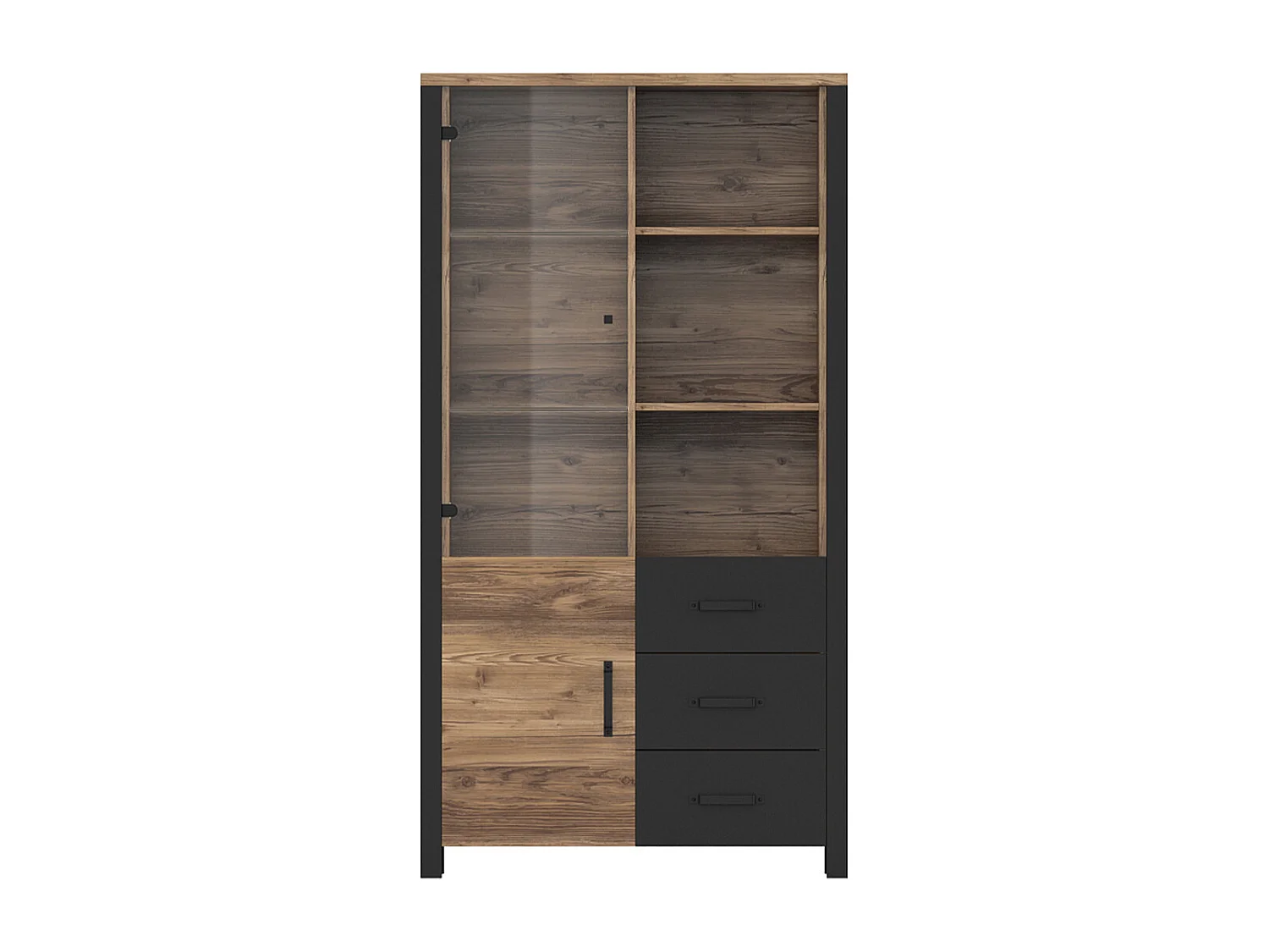 Vajillero 2 puertas 3 cajones Lyam Madera y Negro