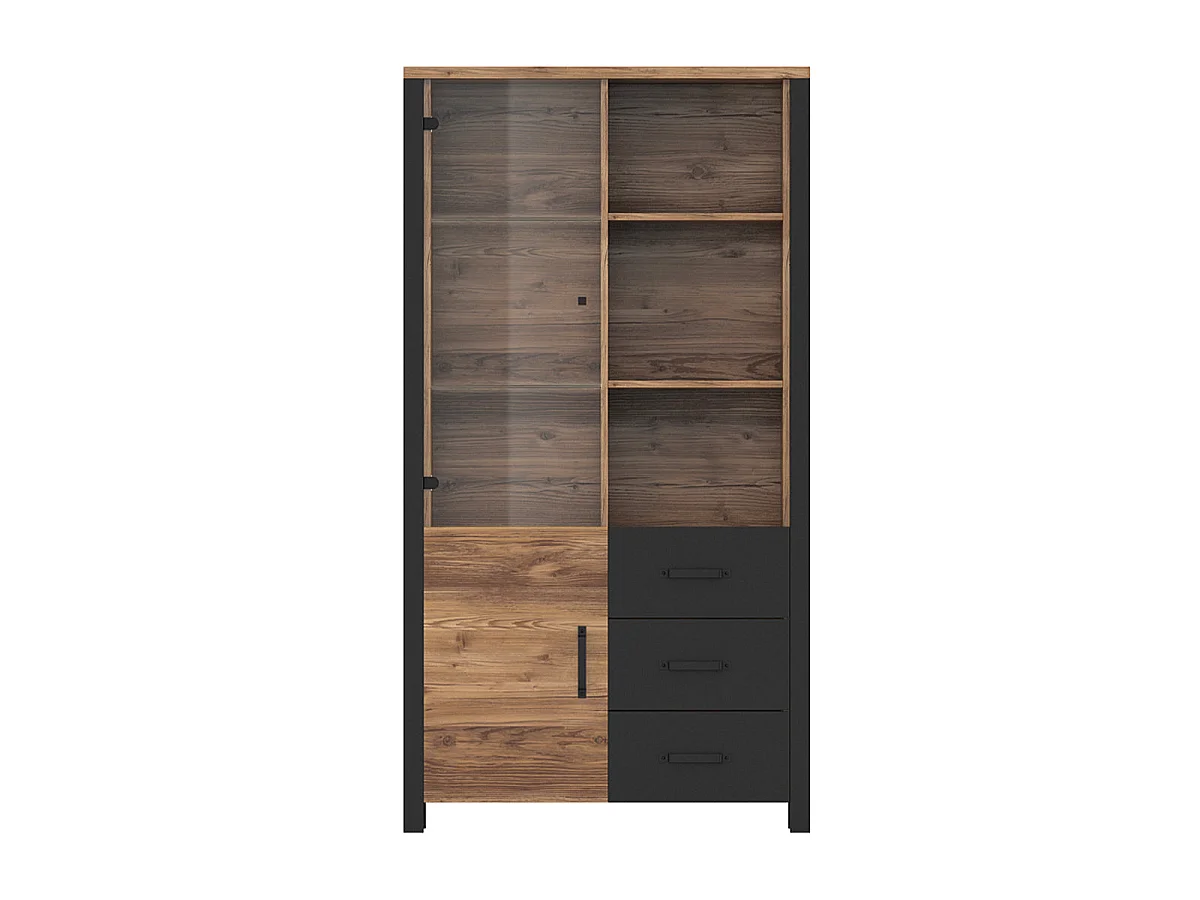 Credenza 2 ante 3 cassetti Lyam marrone e nero 191cm