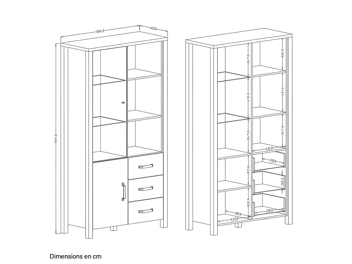Credenza 2 ante 3 cassetti Lyam marrone e nero 191cm