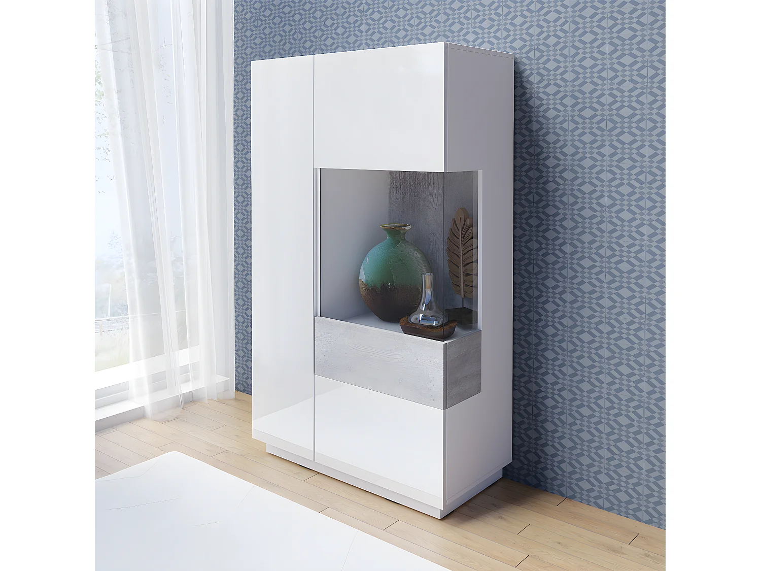 Andrea Blanc et Béton 2-deurs commode, rechtsdraaiend