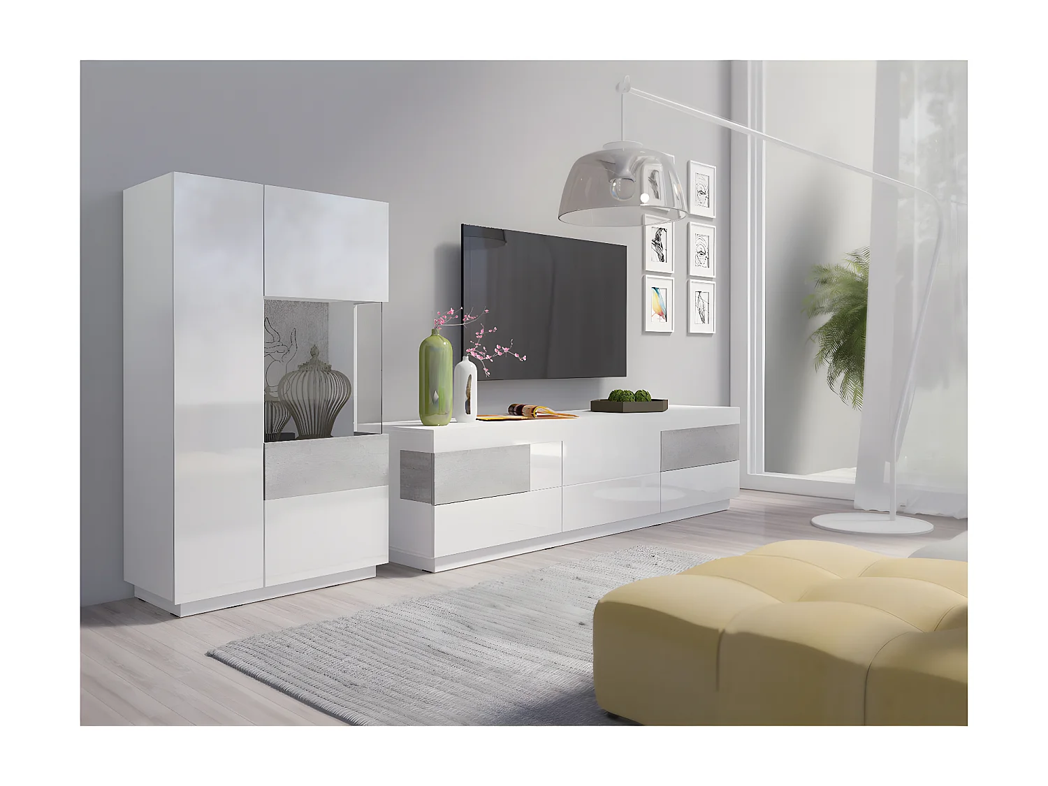 Andrea Blanc et Béton 2-deurs commode, rechtsdraaiend