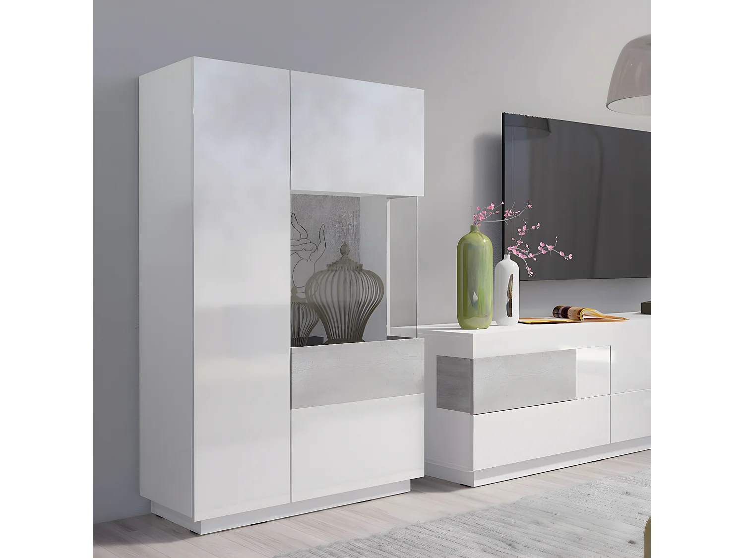 Andrea Blanc et Béton 2-deurs commode, rechtsdraaiend