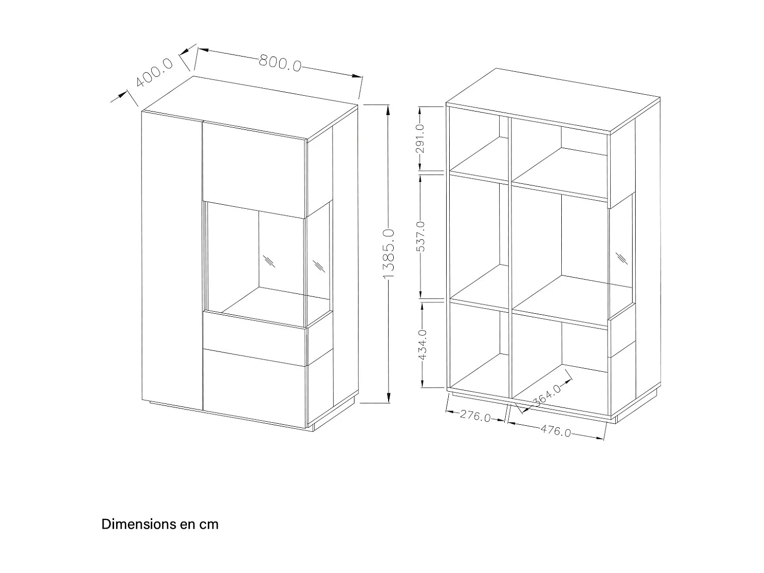 Andrea Blanc et Béton 2-deurs commode, rechtsdraaiend