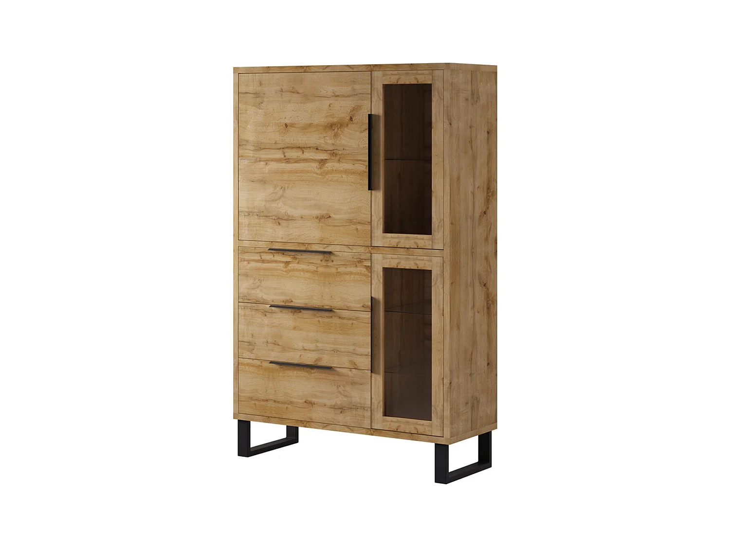 Credenza 3 ante 3 cassetti Eden marrone e metallo 190cm