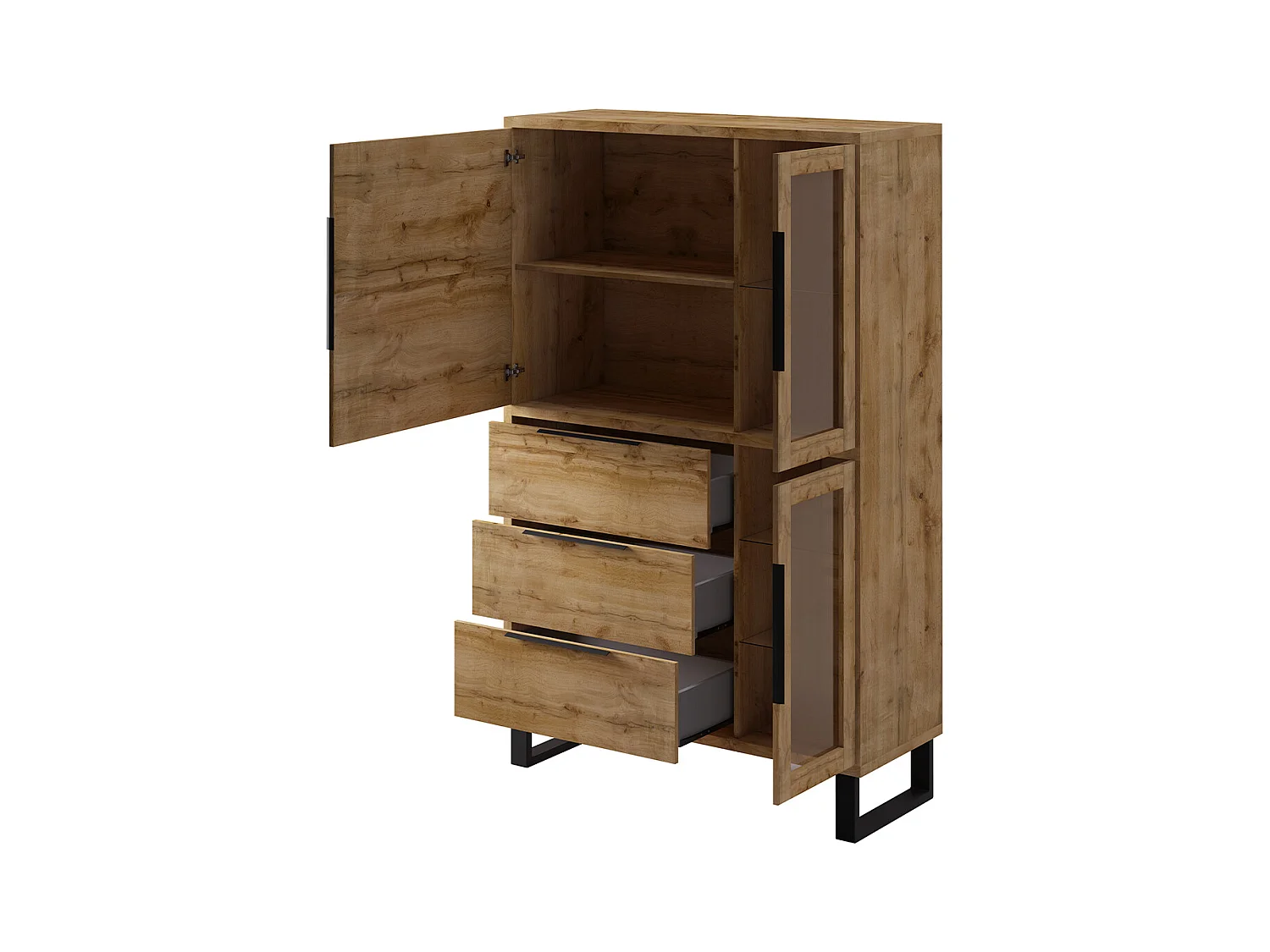 Credenza 3 ante 3 cassetti Eden marrone e metallo 190cm