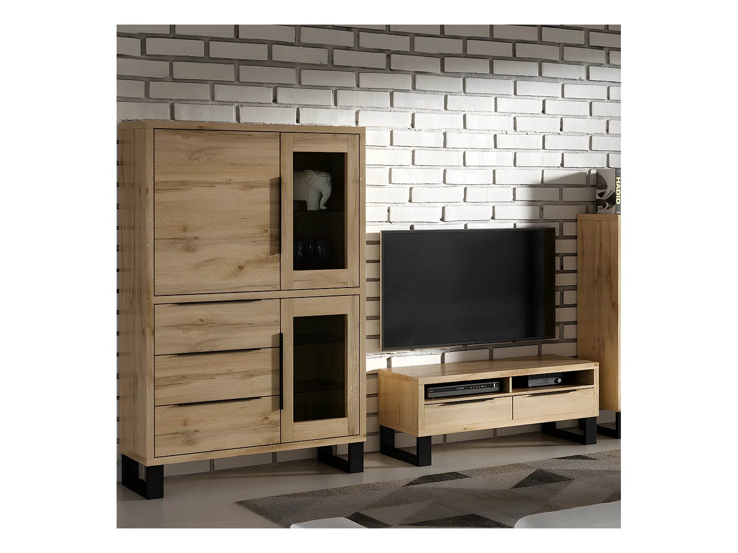 Credenza 3 ante 3 cassetti Eden marrone e metallo 190cm
