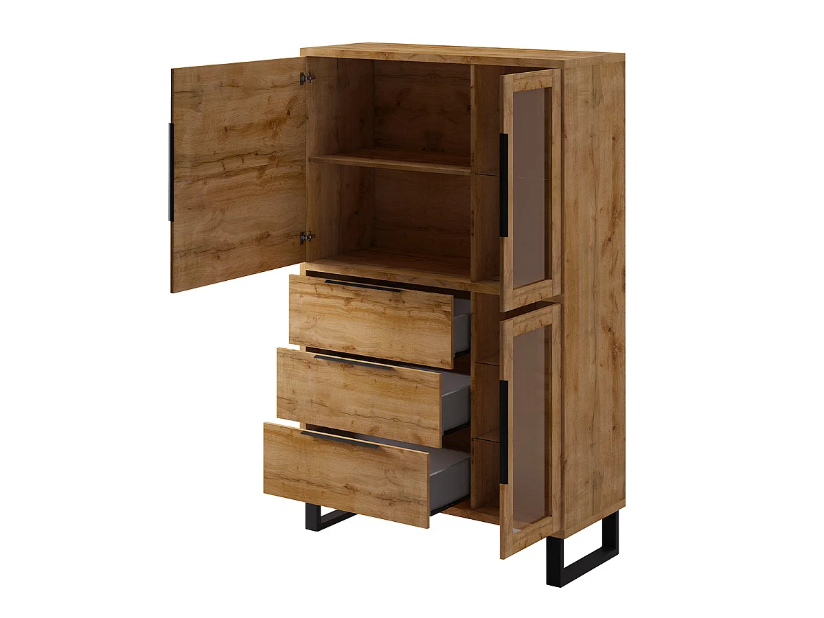 Credenza 3 ante 3 cassetti Eden marrone e metallo 190cm