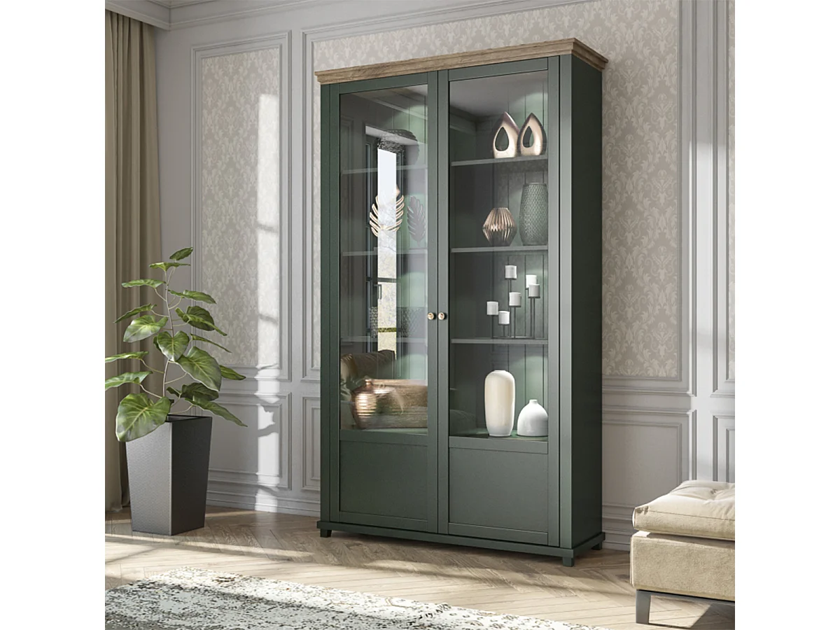 Martin 2-door dresser Green and Wood