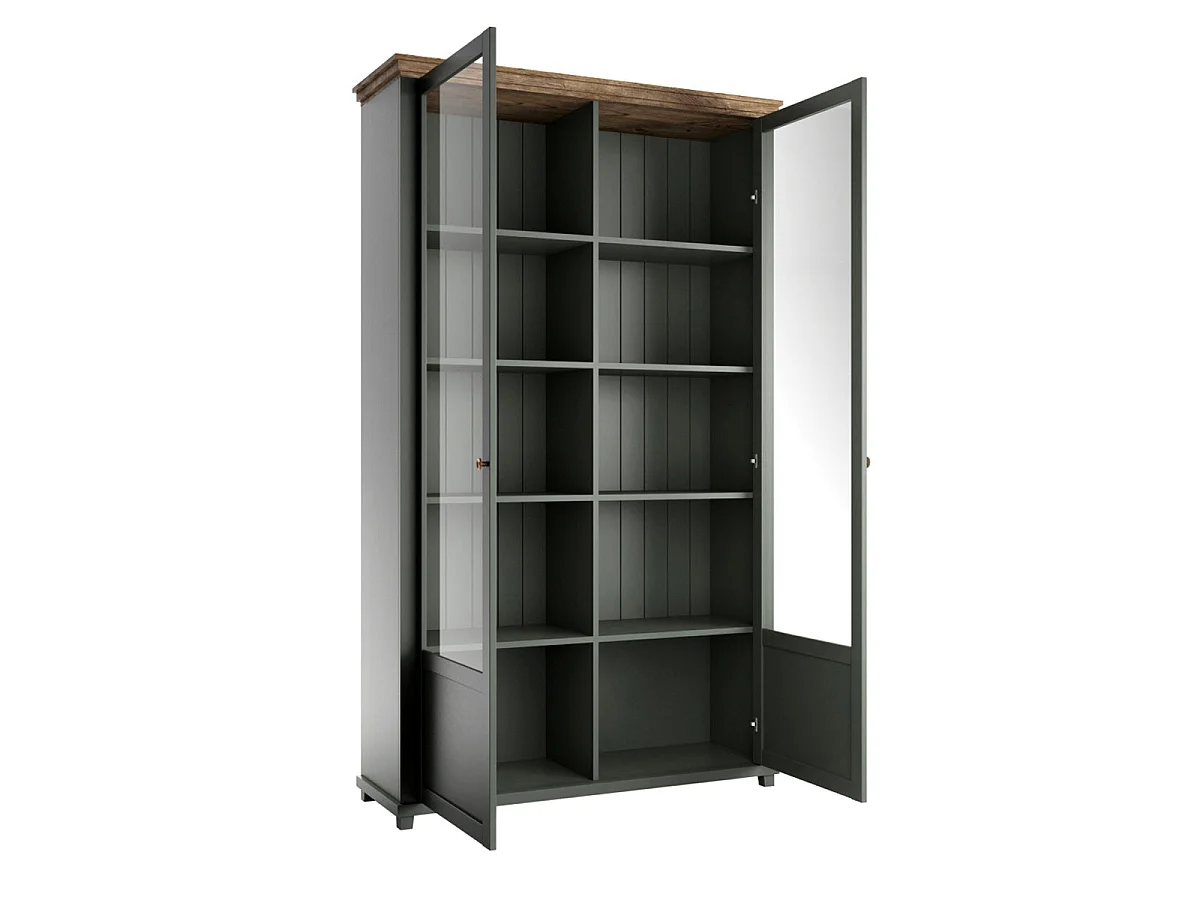 Vaisselier 2 portes Martin Vert et Bois