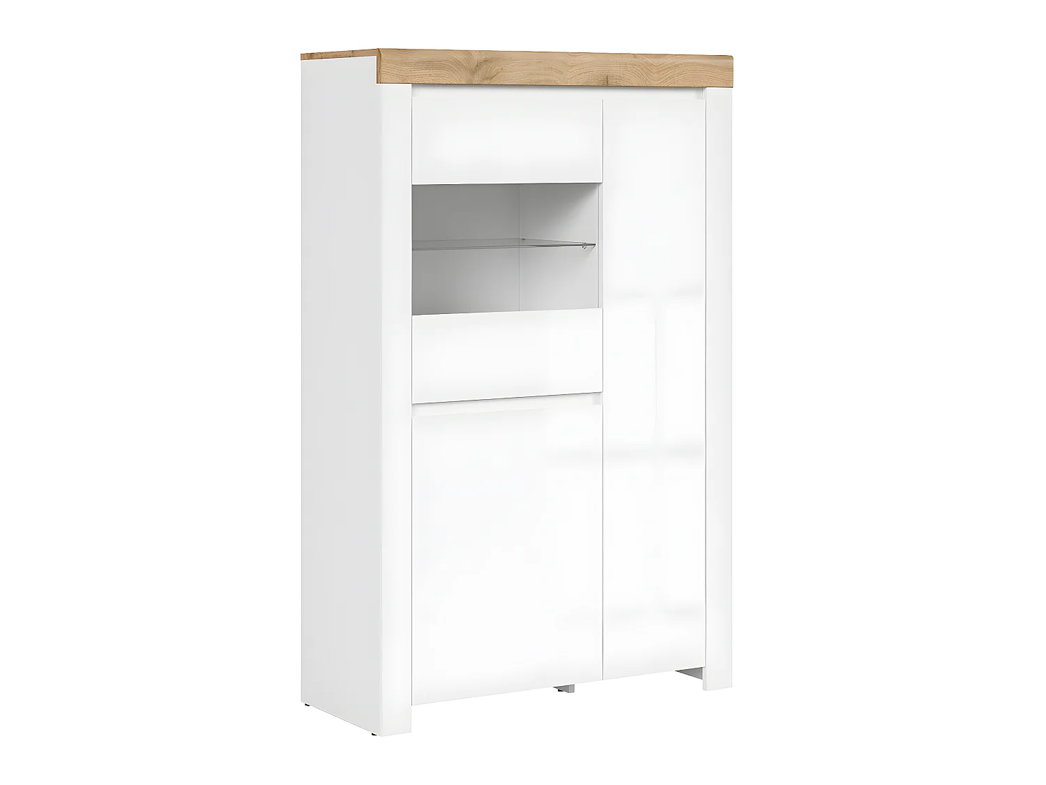 Vitrine 3 portes Hella Blanc et Bois