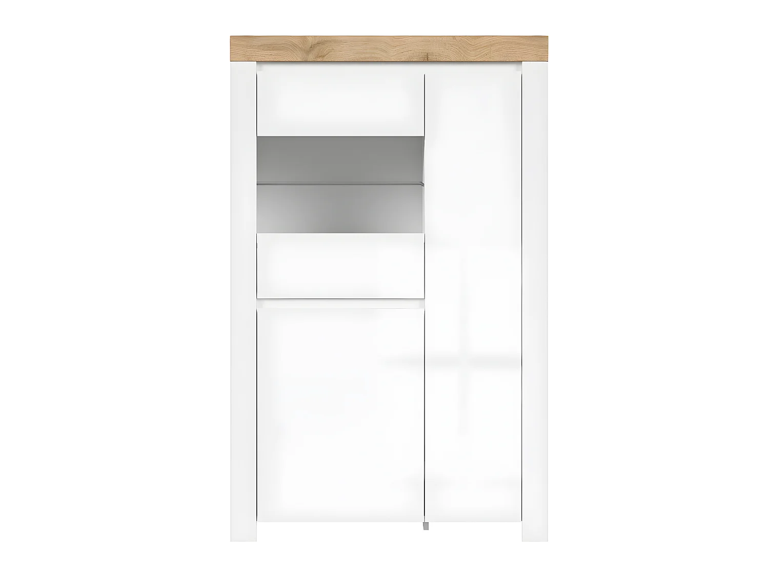 Vitrine 3 portes Hella Blanc et Bois