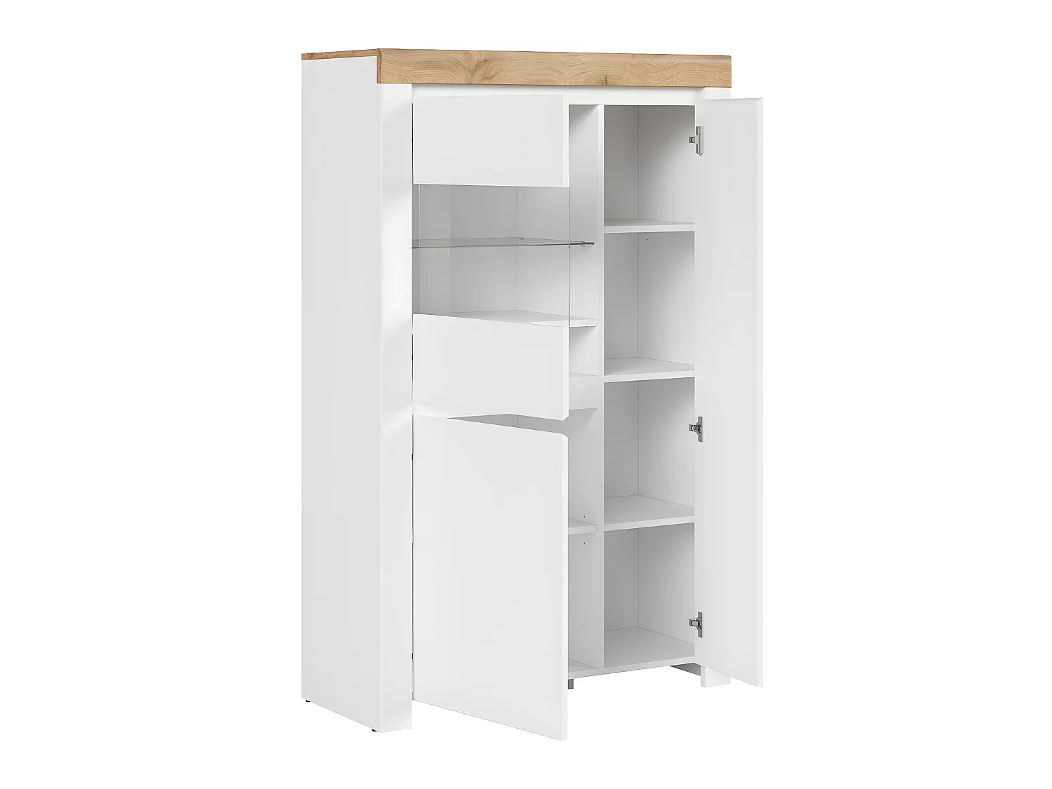Vitrine 3 portes Hella Blanc et Bois