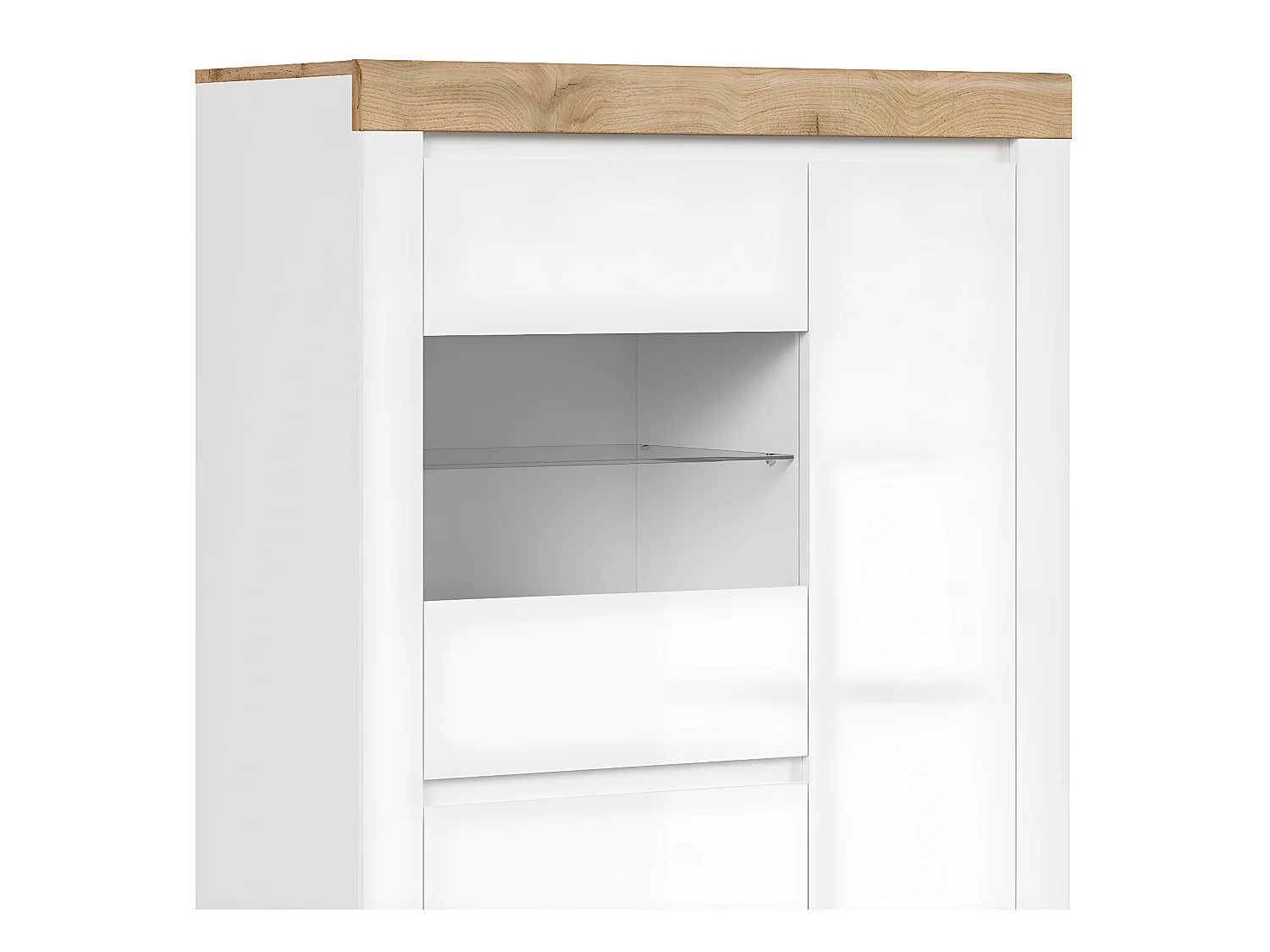 Vitrine 3 portes Hella Blanc et Bois
