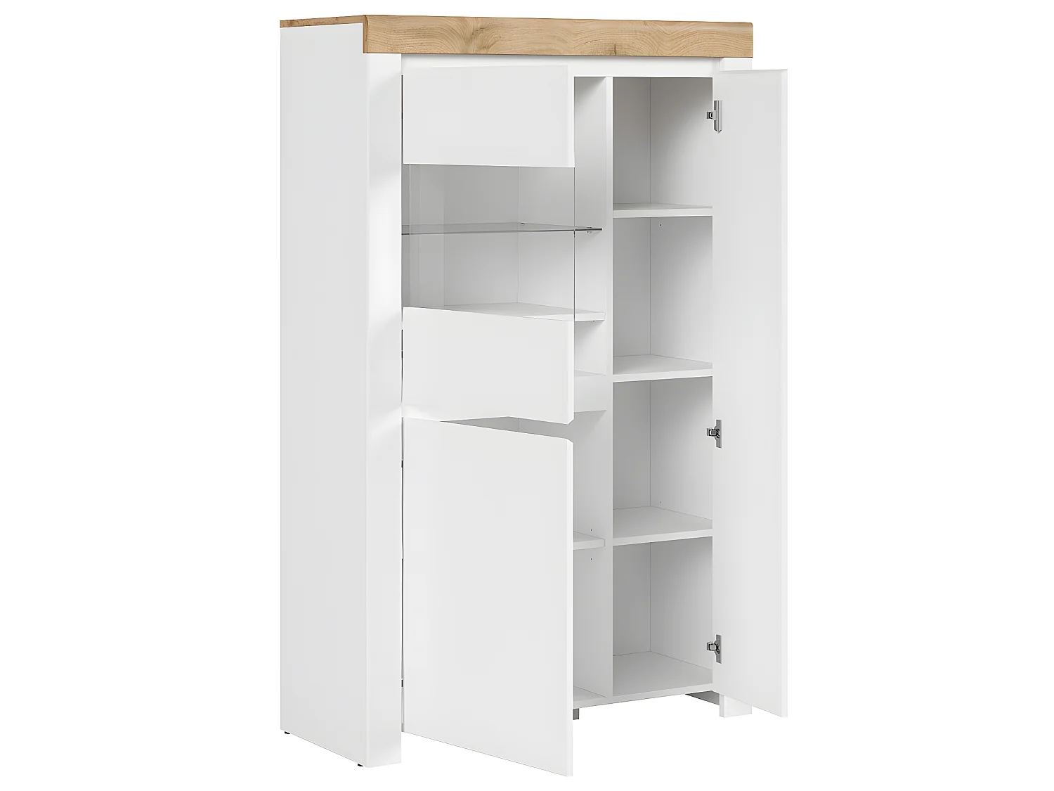 Vitrine 3 portes Hella Blanc et Bois
