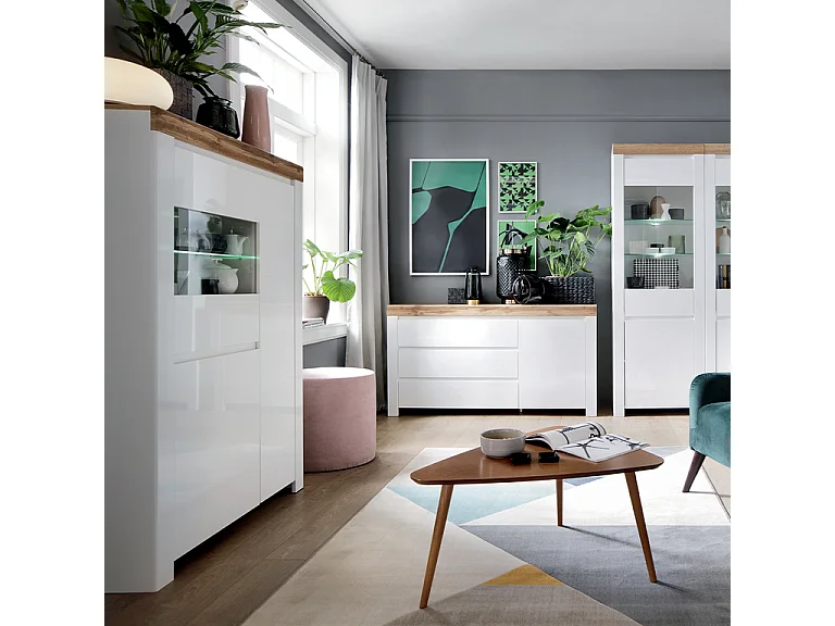 Vitrine 3 portes Hella Blanc et Boi