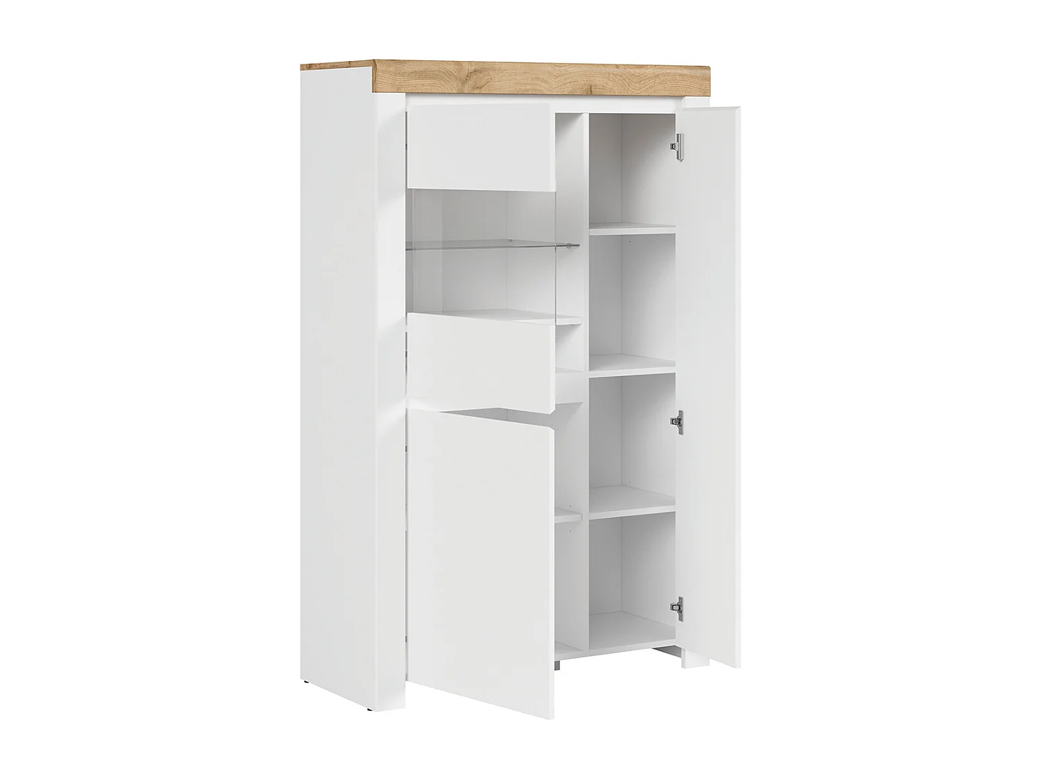 Vitrine 3 portes Hella Blanc et Bois