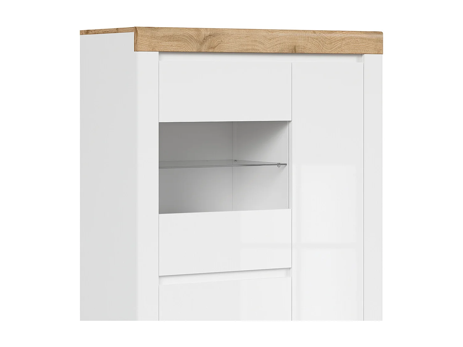 Vitrine 3 portes Hella Blanc et Bois