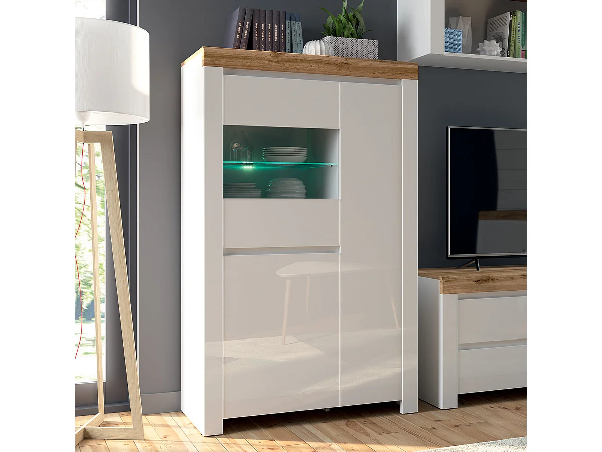 Vetrina 3 ante Hella bianco e marrone 156cm