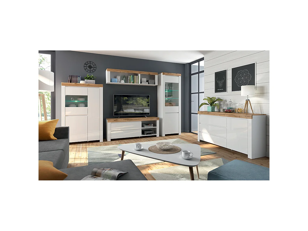 Vetrina 3 ante Hella bianco e marrone 156cm