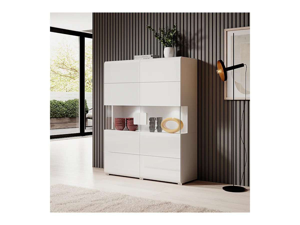 Vajillero 2 puertas con LED Jules Blanco