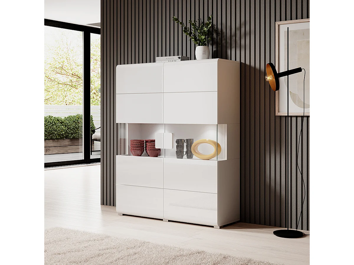 Vaisselier 2 portes avec LED Jules Blanc
