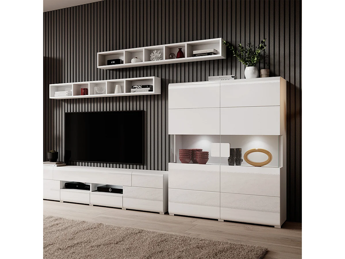 Vaisselier 2 portes avec LED Jules Blanc