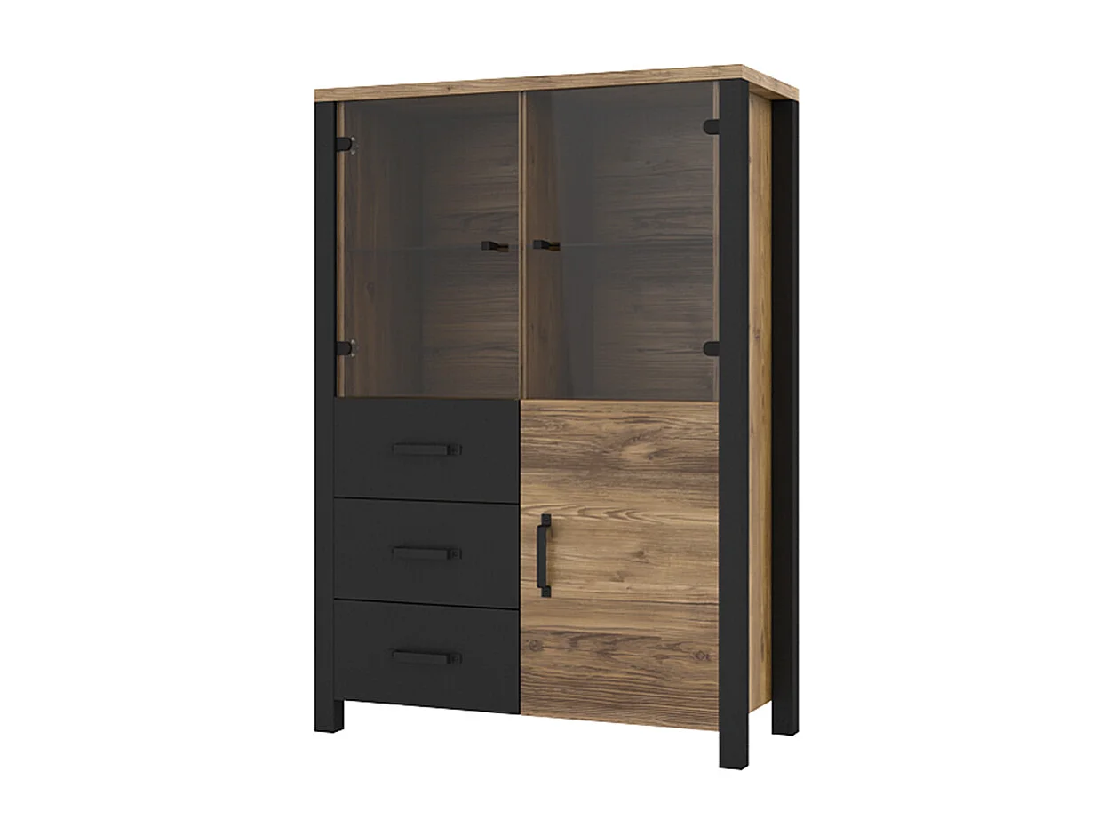 Vaisselier 3 portes 3 tiroirs Lyam Bois et Noir