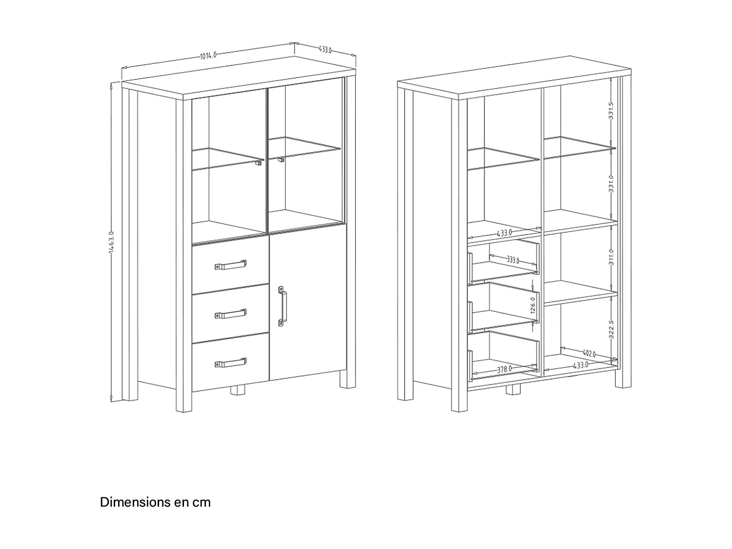 Credenza 3 ante 3 cassetti Lyam marrone e nero 146cm