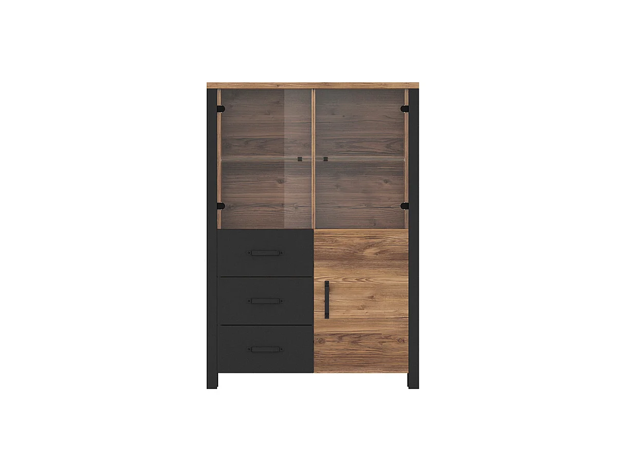 Credenza 3 ante 3 cassetti Lyam marrone e nero 146cm