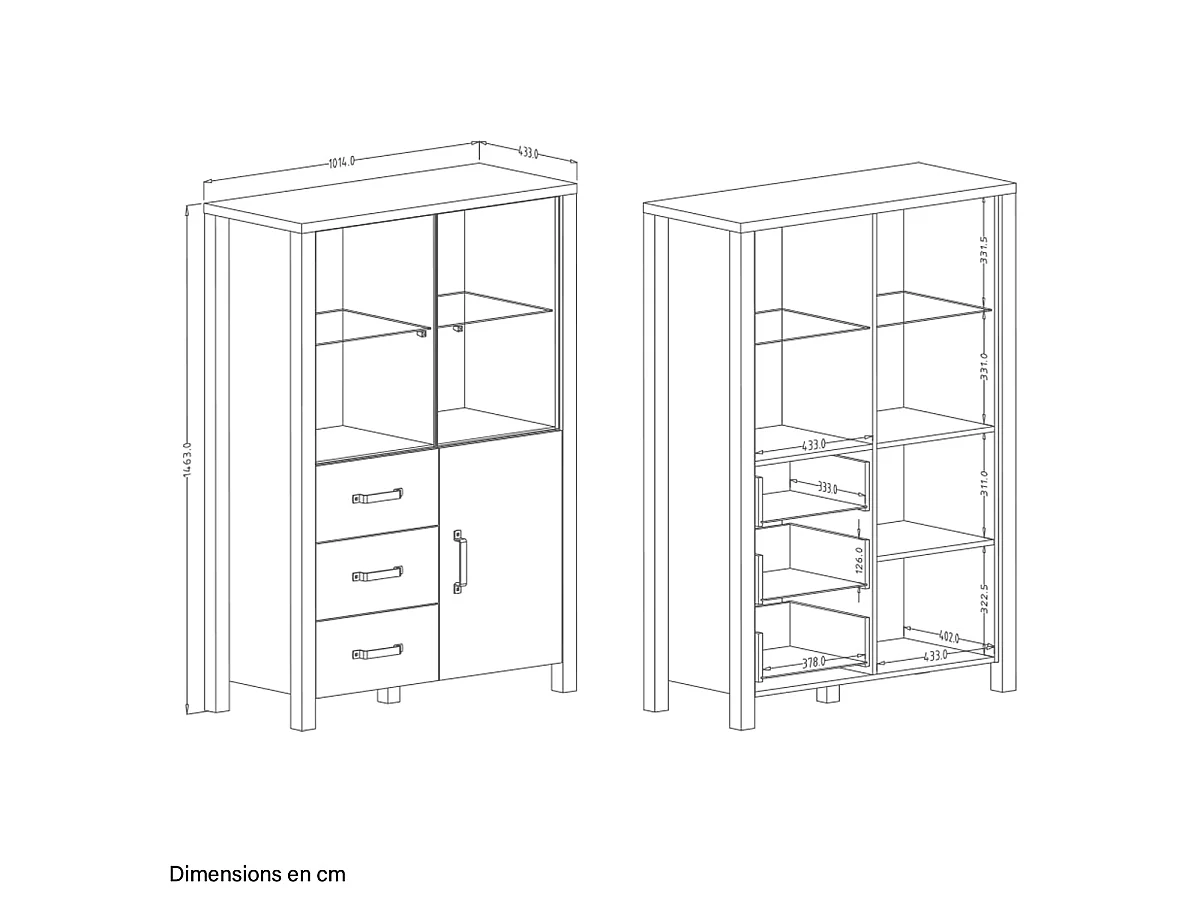 Credenza 3 ante 3 cassetti Lyam marrone e nero 146cm