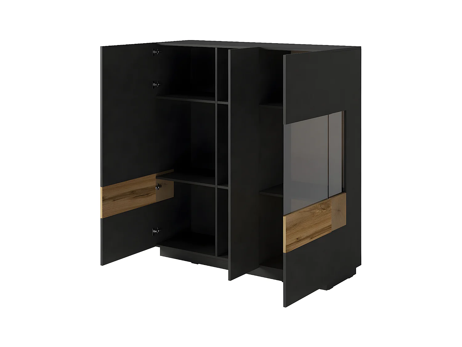 Vaisselier 3 portes Andrea Gris anthracite et Bois