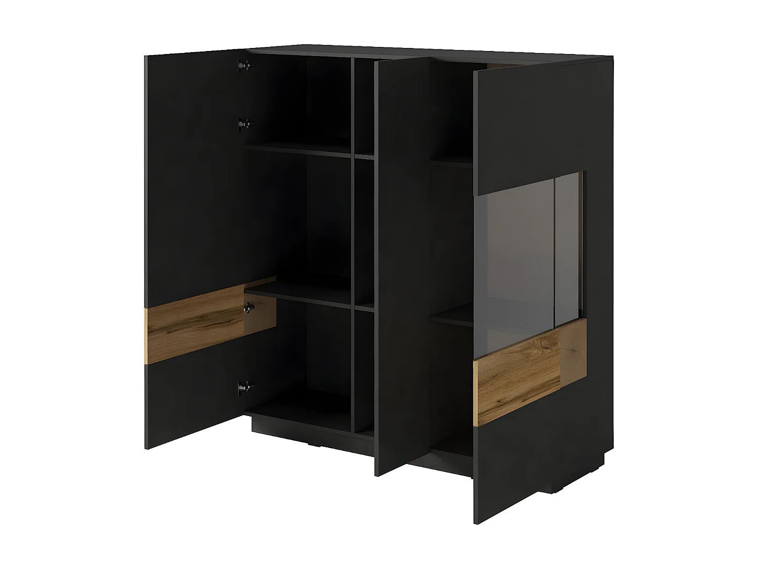 Vaisselier 3 portes Andrea Gris anthracite et Bois