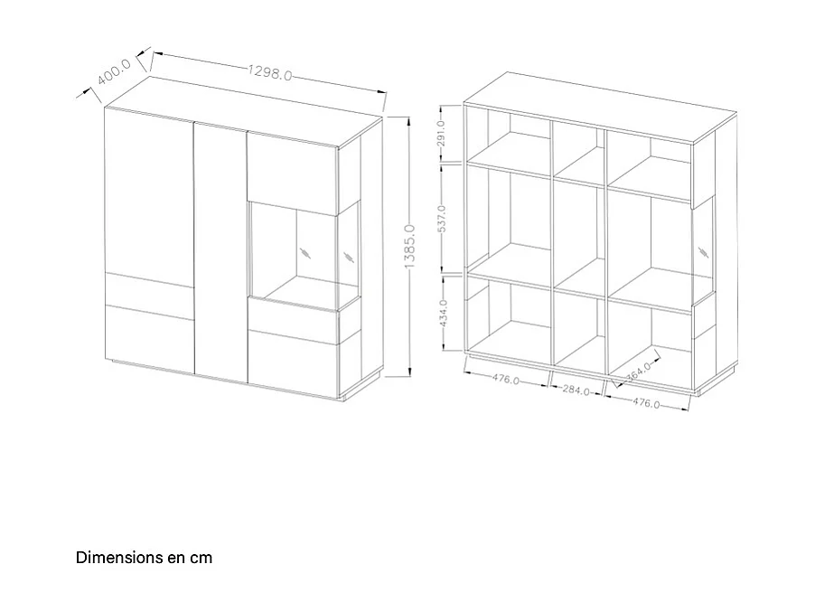 Vaisselier 3 portes Andrea Gris anthracite et Boi