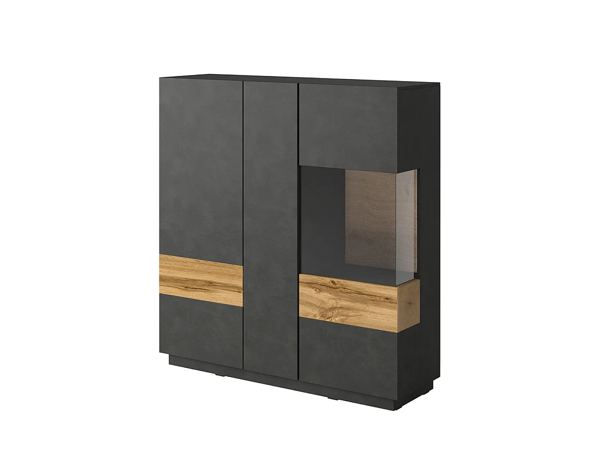 Credenza 3 ante Andrea grigio antracite e marrone 139cm