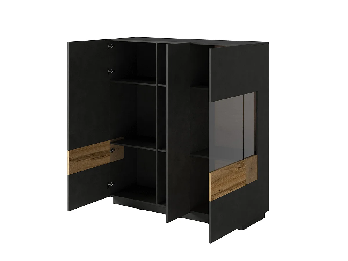 Credenza 3 ante Andrea grigio antracite e marrone 139cm