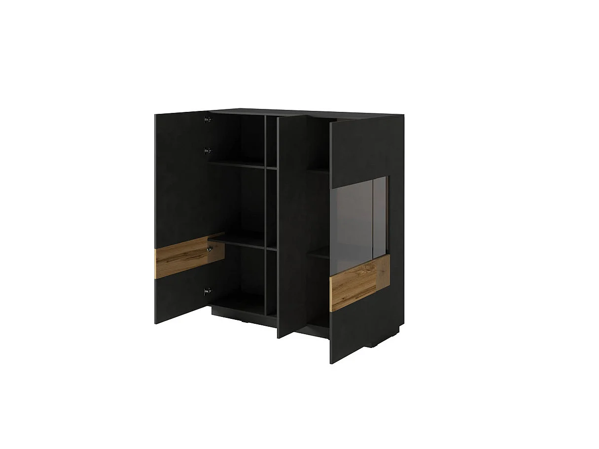 Credenza 3 ante Andrea grigio antracite e marrone 139cm