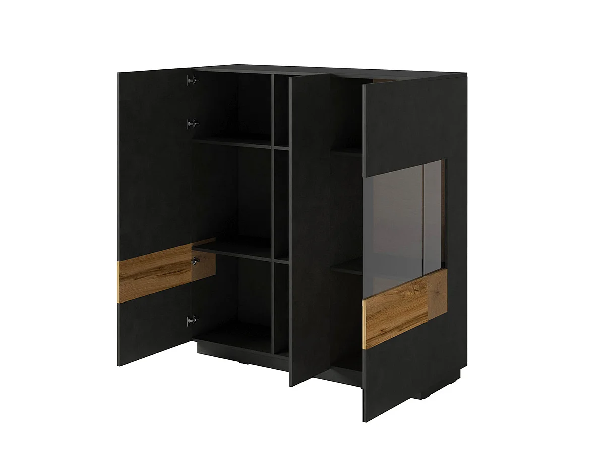 Credenza 3 ante Andrea grigio antracite e marrone 139cm