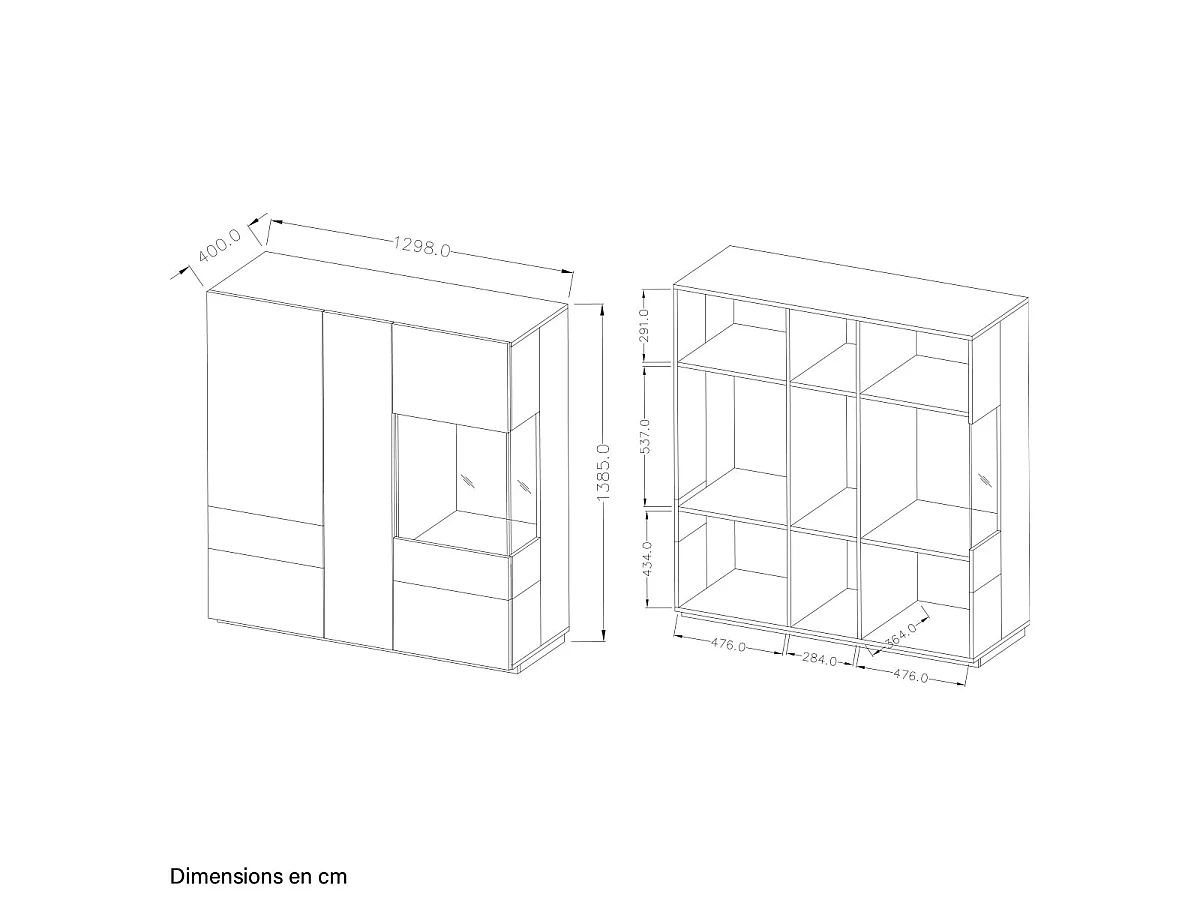 Credenza 3 ante Andrea grigio antracite e marrone 139cm