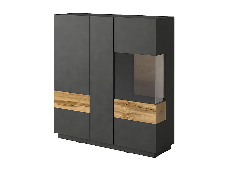 Vaisselier 3 portes Andrea Gris anthracite et Bois