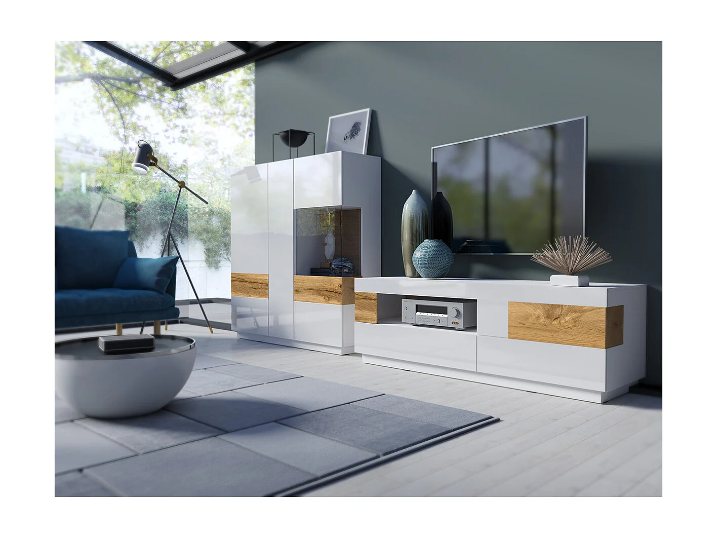 Vaisselier 3 portes Andrea Blanc et Boi